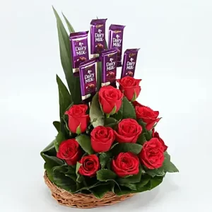 Red Roses With Dairy Milk Chocolates