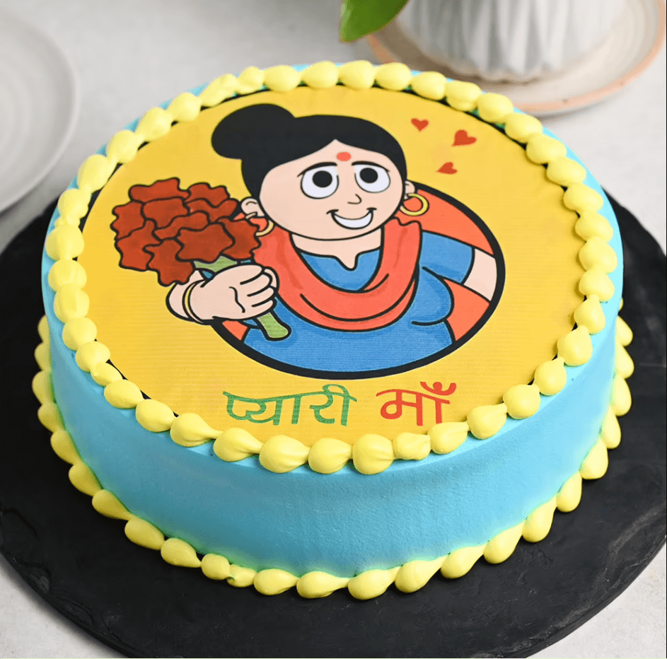 Meri Maa Chocolate Round Photo Cake : Delivery in Delhi and NCR - Cake  Express