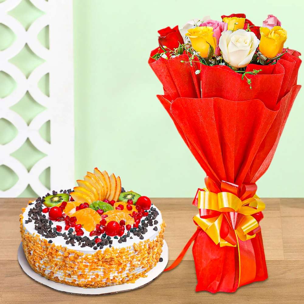 Order Pretty Bouquet n Cake online | free delivery in 3 hours - Flowera