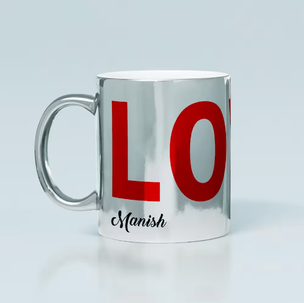 Love Silver And Golden Personalized Couple Mugs - Image 2