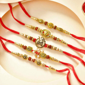 Five Divine Metal Rakhi Set