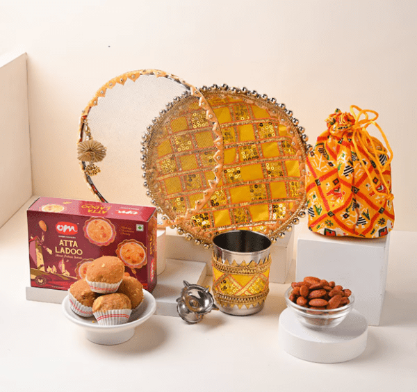 Karwa Chauth Heartfelt Hamper - Luv Flower & Cake