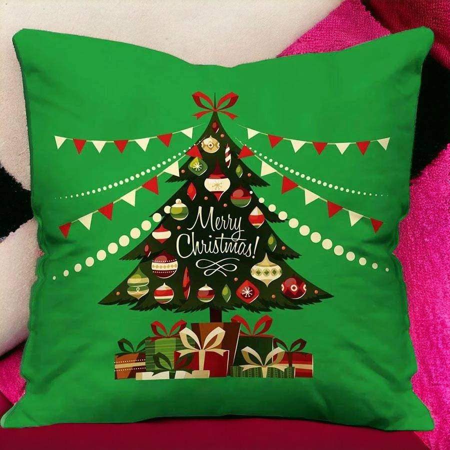 Merry Christmas Printed Micro Satin Cushion
