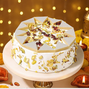 Festive Favourite Eggless Kaju Katli Cake