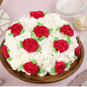 White & Red Roses Designer Chocolate Cake- Half Kg