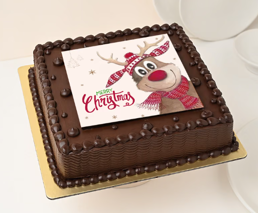 Xmas Reindeer Christmas Photo Cake