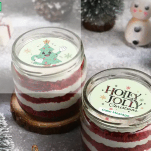 Two Xmas Themed Red Velvet Jar Cakes