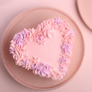 Floral Heart Pink Choco Cake