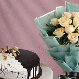 Choco Vanilla Cake With Serene White Roses