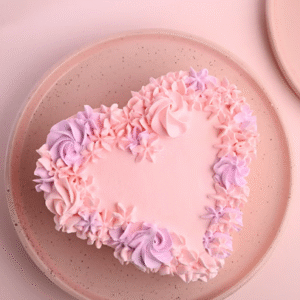 Floral Heart Pink Choco Cake