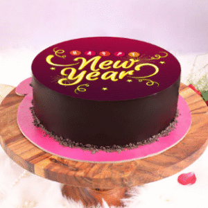 New Year Wishes Chocolate Cake