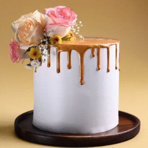 Golden Drip Floral Cake