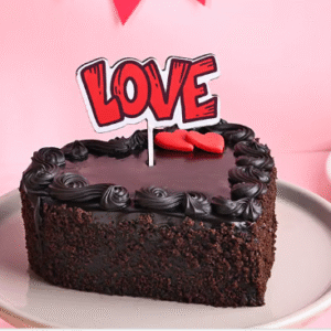 Heart Shape Chocolate Cake With Love Topper