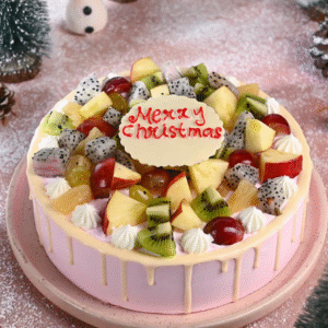 Fresh Fruit Christmas Drip Cake