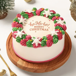 Red Velvet Xmas Wreath Bento Photo Cake