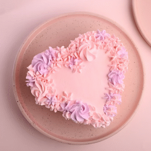 Floral Heart Pink Choco Cake