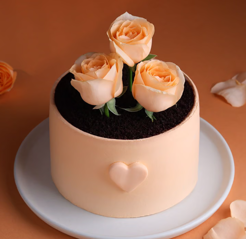 Rose Topped Chocolate Cake