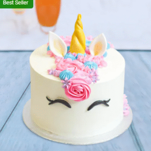 Floral Beautified White Unicorn Cake