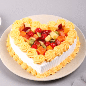 Delectable Fruit Heart Cake