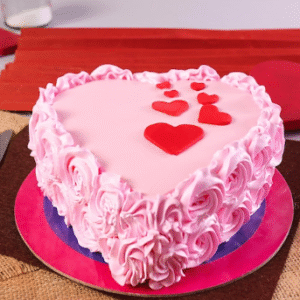 Floral Strawberry Heart Cake