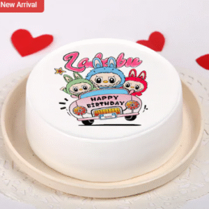 Happy Birthday Labubu Vanilla Cake